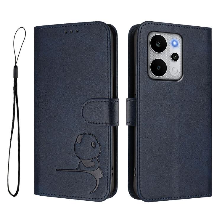 For Realme P4 Power 5G Litter Panda Embossing RFID Leather Phone Case with Lanyard