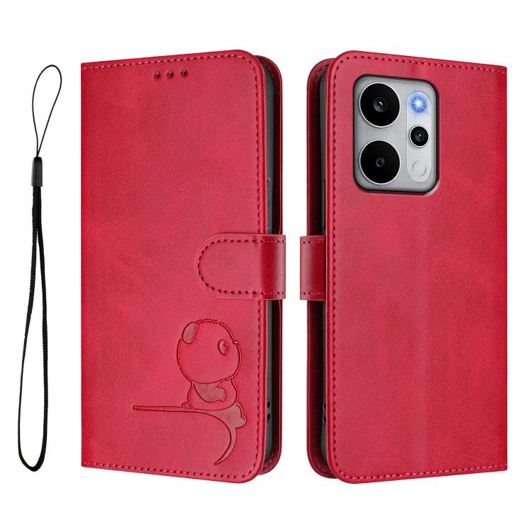 For Realme P4 Power 5G Litter Panda Embossing RFID Leather Phone Case with Lanyard