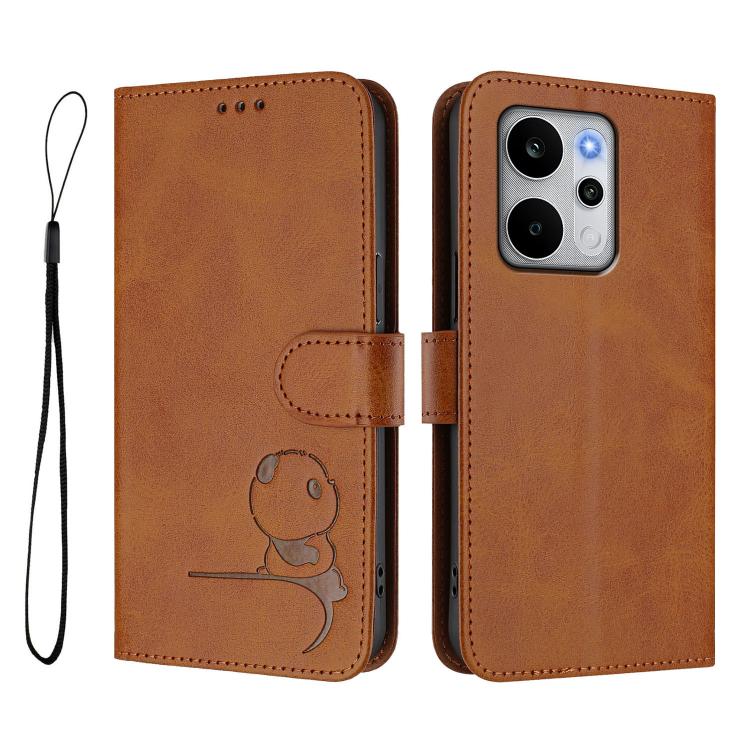 For Realme P4 Power 5G Litter Panda Embossing RFID Leather Phone Case with Lanyard