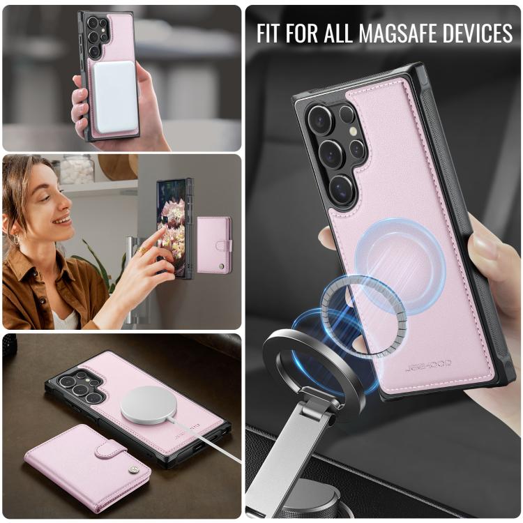 For Samsung Galaxy S25 Ultra 5G JEEHOOD J09 Buckle Card Bag MagSafe Magnetic Style RFID Leather Phone Case