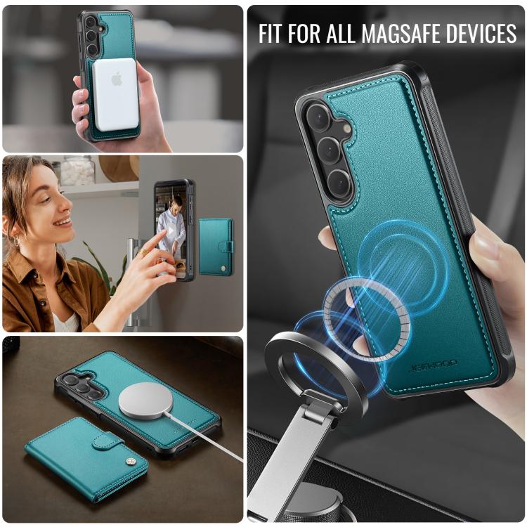 For Samsung Galaxy S23 FE 5G JEEHOOD J09 Buckle Card Bag MagSafe Magnetic Style RFID Leather Phone Case