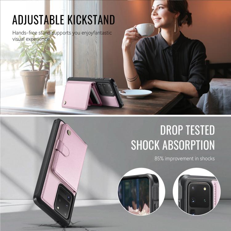 For Samsung Galaxy S20 Ultra 5G JEEHOOD J09 Buckle Card Bag MagSafe Magnetic Style RFID Leather Phone Case