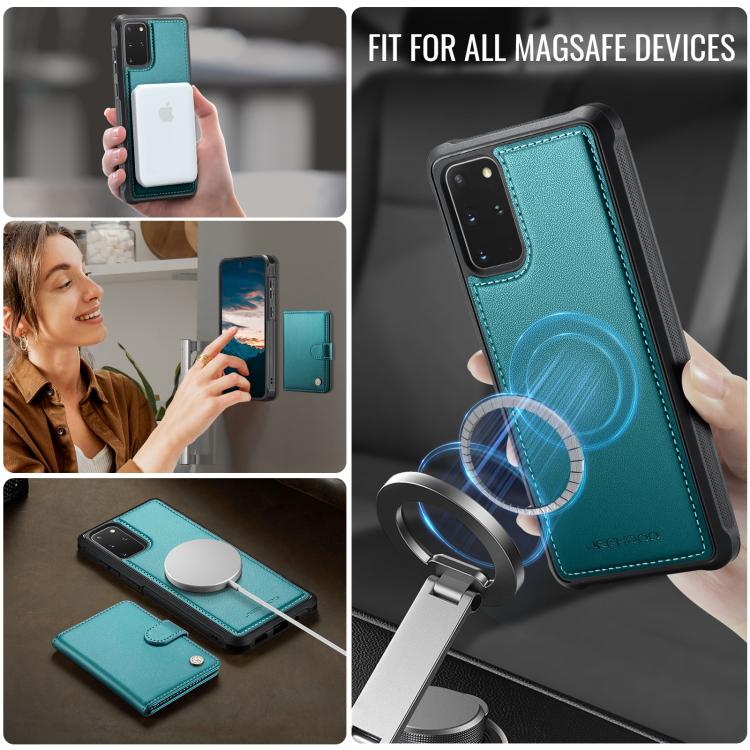 For Samsung Galaxy S20+ JEEHOOD J09 Buckle Card Bag MagSafe Magnetic Style RFID Leather Phone Case