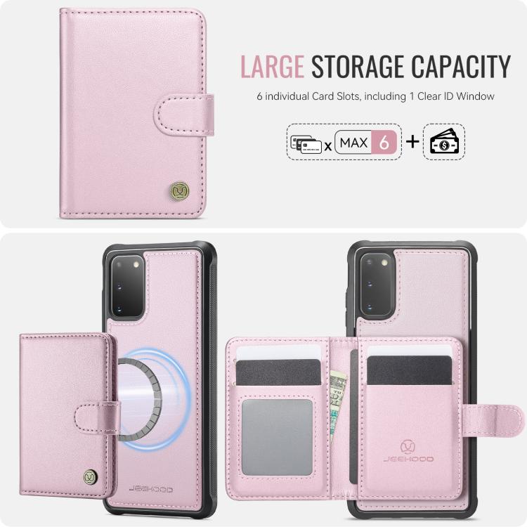 For Samsung Galaxy S20 JEEHOOD J09 Buckle Card Bag MagSafe Magnetic Style RFID Leather Phone Case