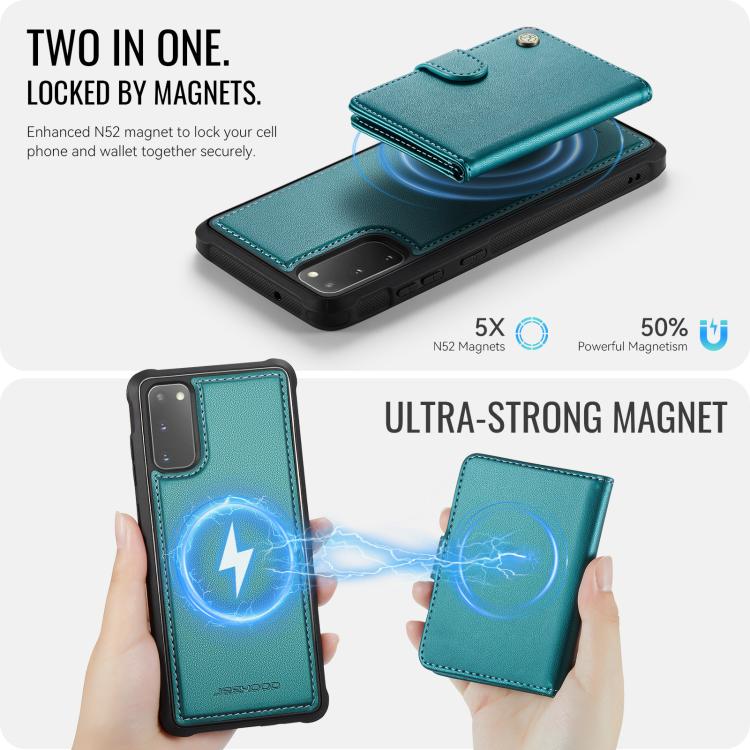 For Samsung Galaxy S20 JEEHOOD J09 Buckle Card Bag MagSafe Magnetic Style RFID Leather Phone Case