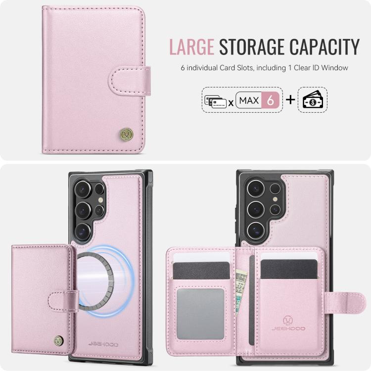 For Samsung Galaxy S26 Ultra 5G JEEHOOD J09 Buckle Card Bag MagSafe Magnetic Style RFID Leather Phone Case