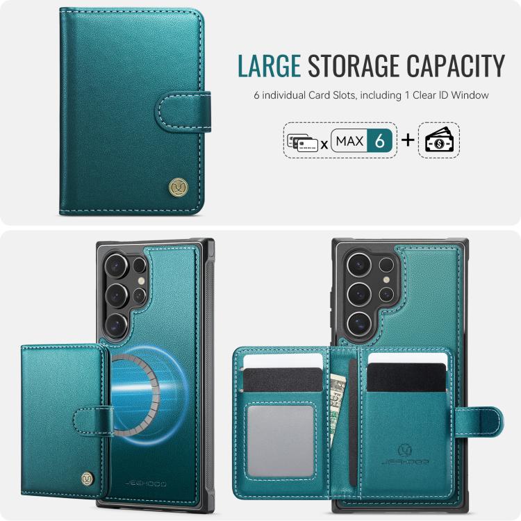 For Samsung Galaxy S26 Ultra 5G JEEHOOD J09 Buckle Card Bag MagSafe Magnetic Style RFID Leather Phone Case