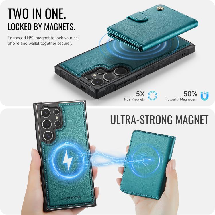 For Samsung Galaxy S26 Ultra 5G JEEHOOD J09 Buckle Card Bag MagSafe Magnetic Style RFID Leather Phone Case