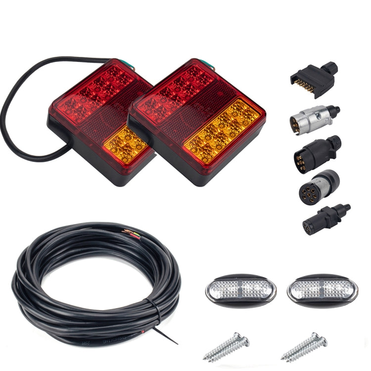 2 PCS Trailer / Truck C-type Square Shape 22LEDs Tail Light with License Plate Light Set