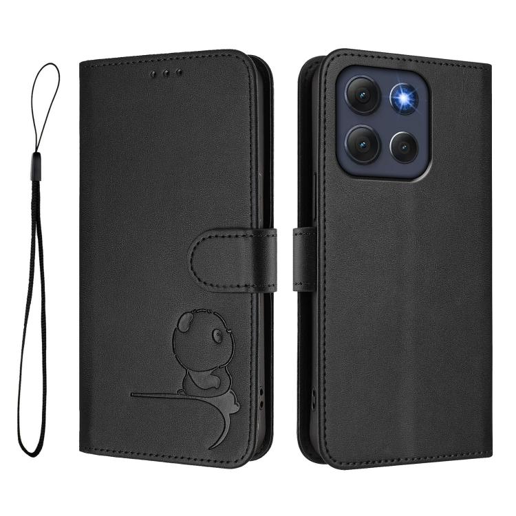 For Motorola Moto G86 5G Litter Panda Embossing RFID Leather Phone Case with Lanyard