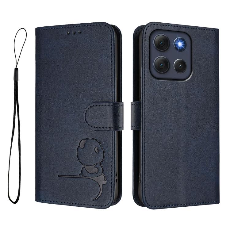 For Motorola Moto G86 5G Litter Panda Embossing RFID Leather Phone Case with Lanyard