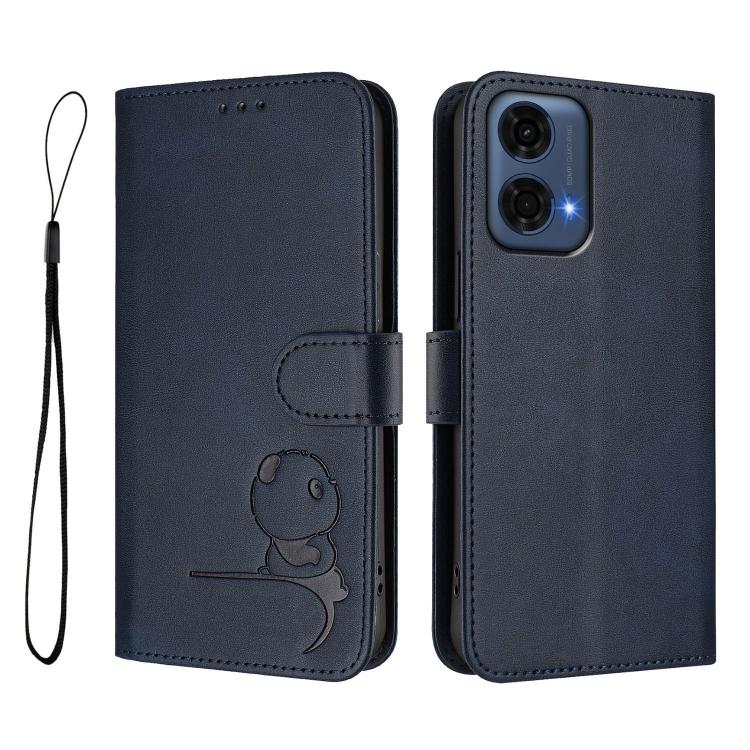 For Motorola Moto G24 Power Litter Panda Embossing RFID Leather Phone Case with Lanyard