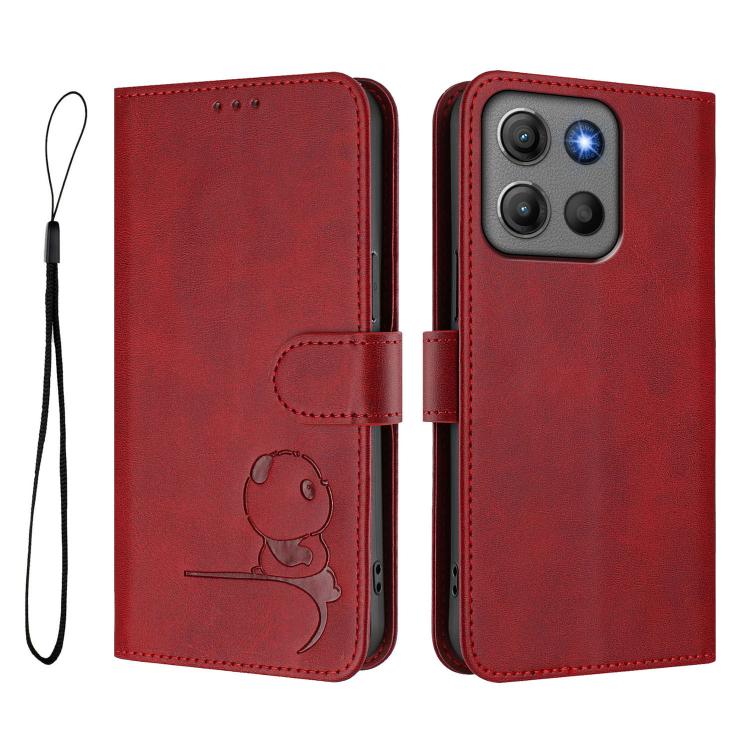 For Motorola Moto G15 / G15 Power Litter Panda Embossing RFID Leather Phone Case with Lanyard