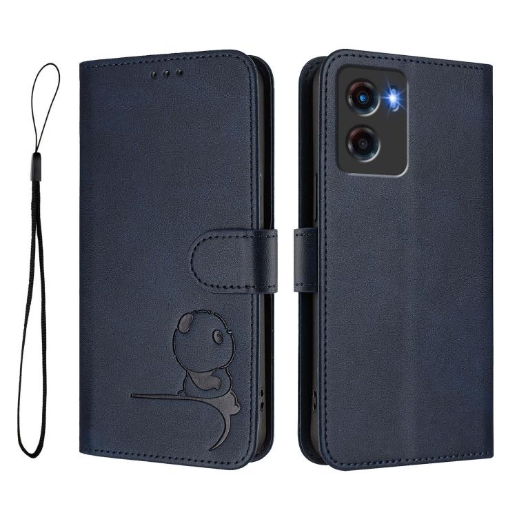 For Motorola Moto G05 / E05 Litter Panda Embossing RFID Leather Phone Case with Lanyard