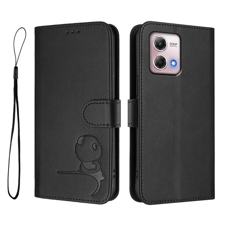 For Motorola Moto G Stylus 2023 4G Litter Panda Embossing RFID Leather Phone Case with Lanyard