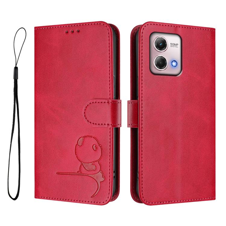 For Motorola Moto G Stylus 2023 4G Litter Panda Embossing RFID Leather Phone Case with Lanyard