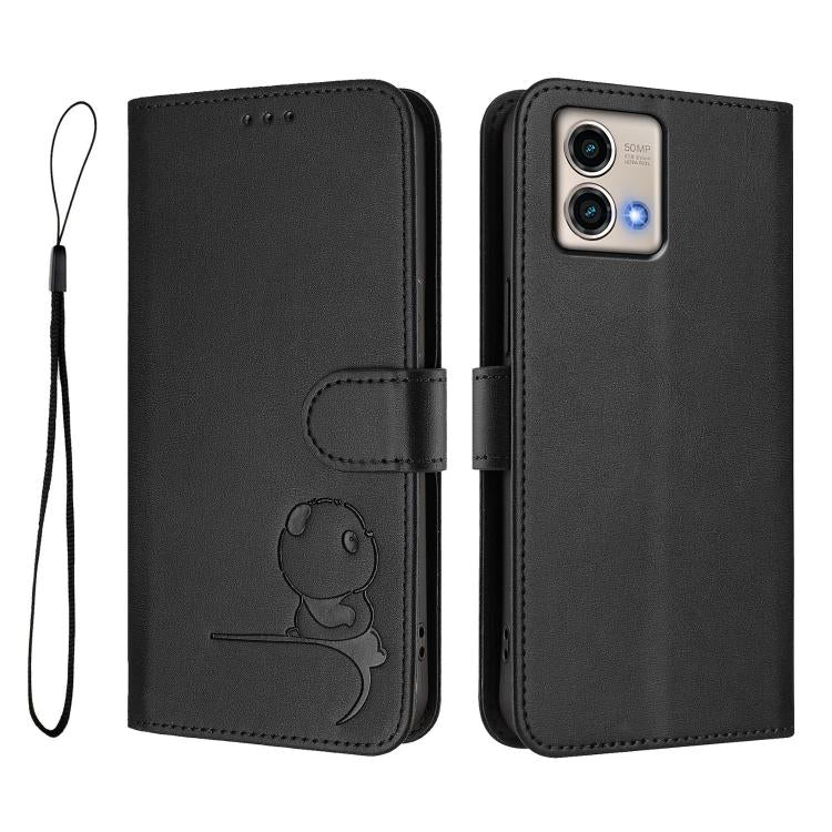 For Motorola Moto G Stylus 5G 2023 Litter Panda Embossing RFID Leather Phone Case with Lanyard