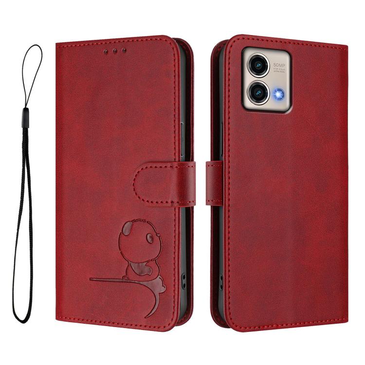 For Motorola Moto G Stylus 5G 2023 Litter Panda Embossing RFID Leather Phone Case with Lanyard
