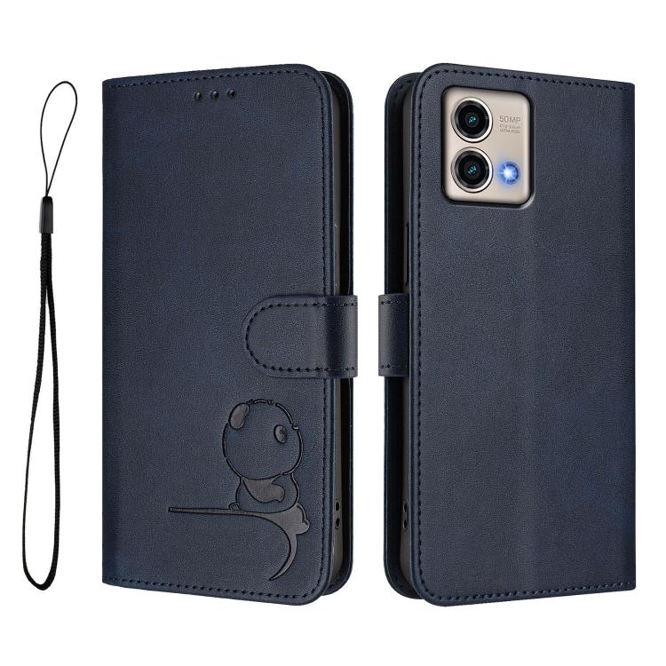 For Motorola Moto G Stylus 5G 2023 Litter Panda Embossing RFID Leather Phone Case with Lanyard