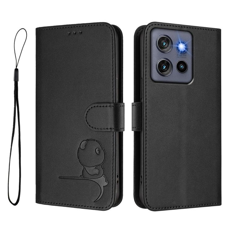 For Motorola Moto G Stylus 5G 2025 Litter Panda Embossing RFID Leather Phone Case with Lanyard