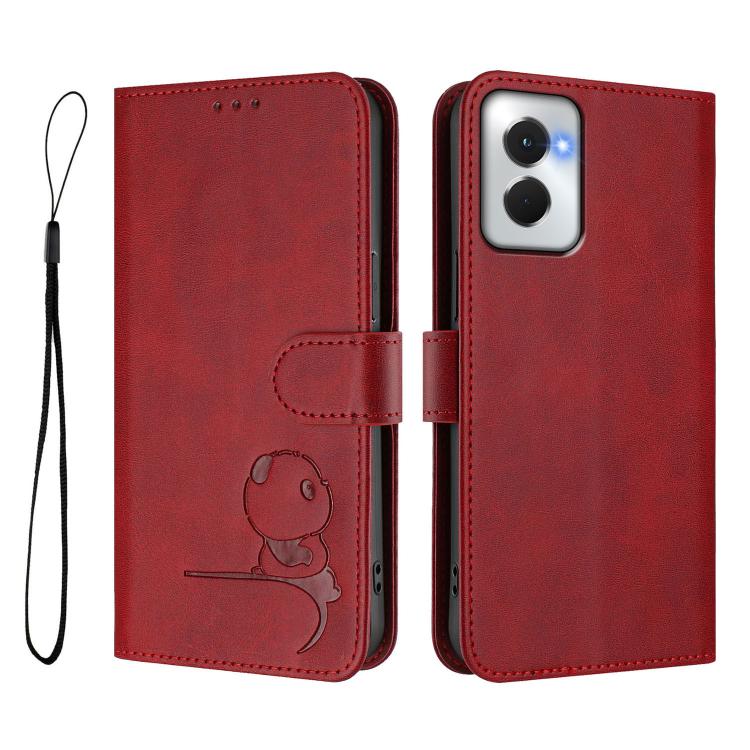 For Motorola Moto G Power 5G 2024 Litter Panda Embossing RFID Leather Phone Case with Lanyard