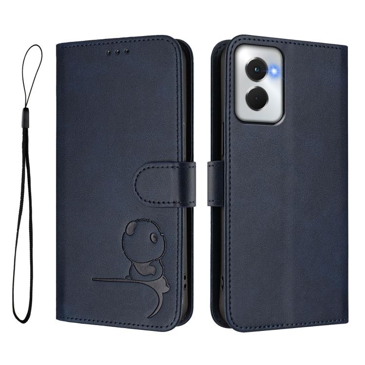 For Motorola Moto G Power 5G 2024 Litter Panda Embossing RFID Leather Phone Case with Lanyard