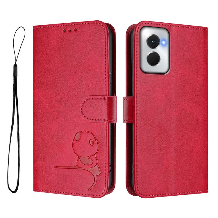 For Motorola Moto G Power 5G 2024 Litter Panda Embossing RFID Leather Phone Case with Lanyard
