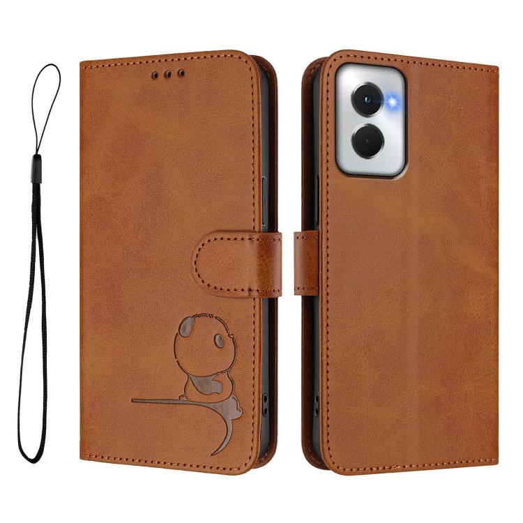 For Motorola Moto G Power 5G 2024 Litter Panda Embossing RFID Leather Phone Case with Lanyard