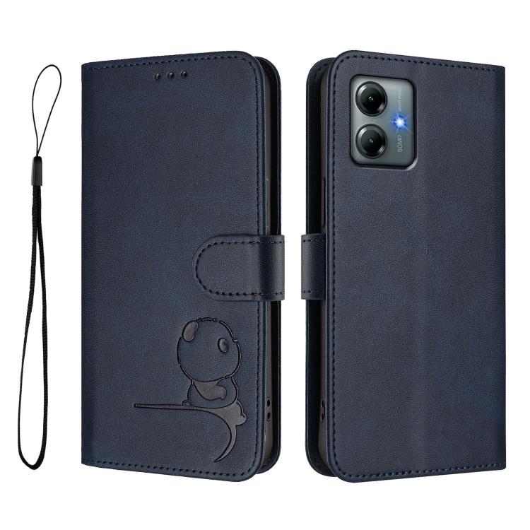For Motorola Moto G Play 2025 / G Power 2025 Litter Panda Embossing RFID Leather Phone Case with Lanyard