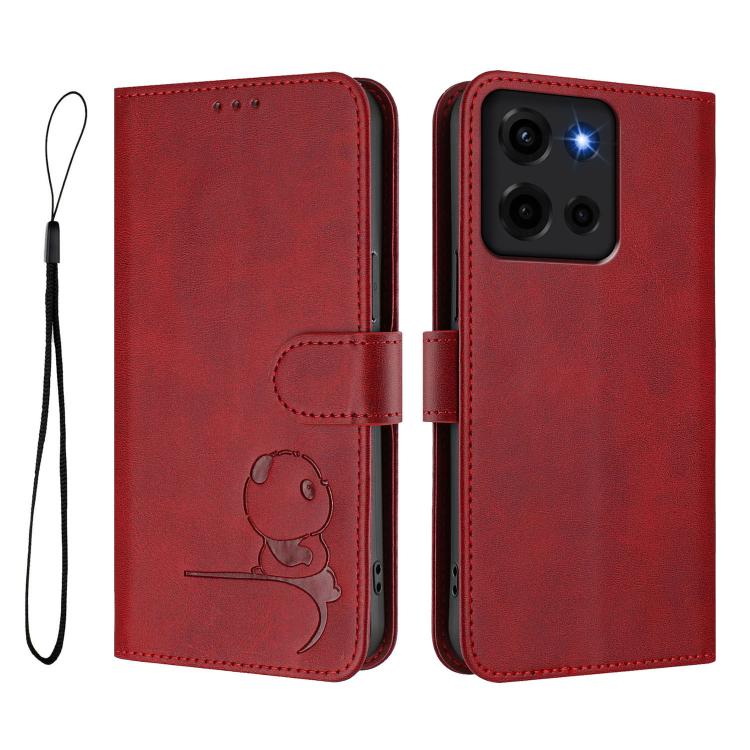 For Motorola Moto G 5G 2025 Litter Panda Embossing RFID Leather Phone Case with Lanyard
