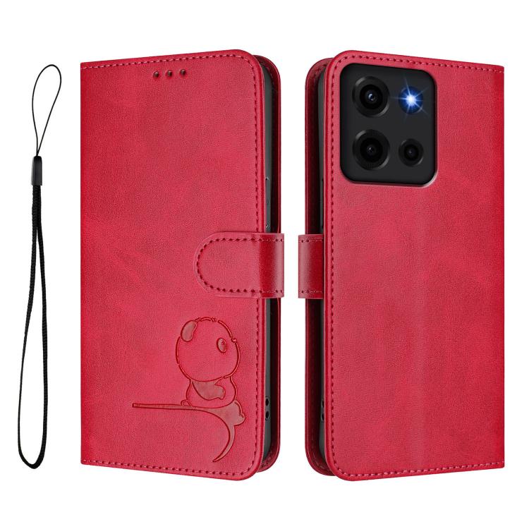 For Motorola Moto G 5G 2025 Litter Panda Embossing RFID Leather Phone Case with Lanyard