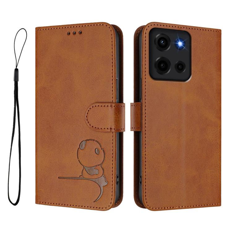 For Motorola Moto G 5G 2025 Litter Panda Embossing RFID Leather Phone Case with Lanyard