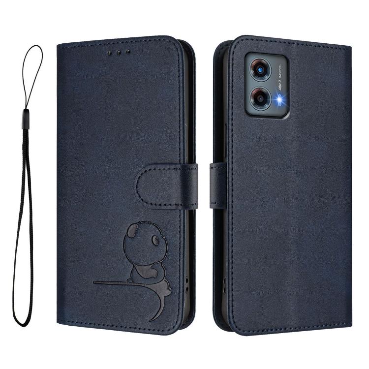 For Motorola Moto G 5G 2023 Litter Panda Embossing RFID Leather Phone Case with Lanyard