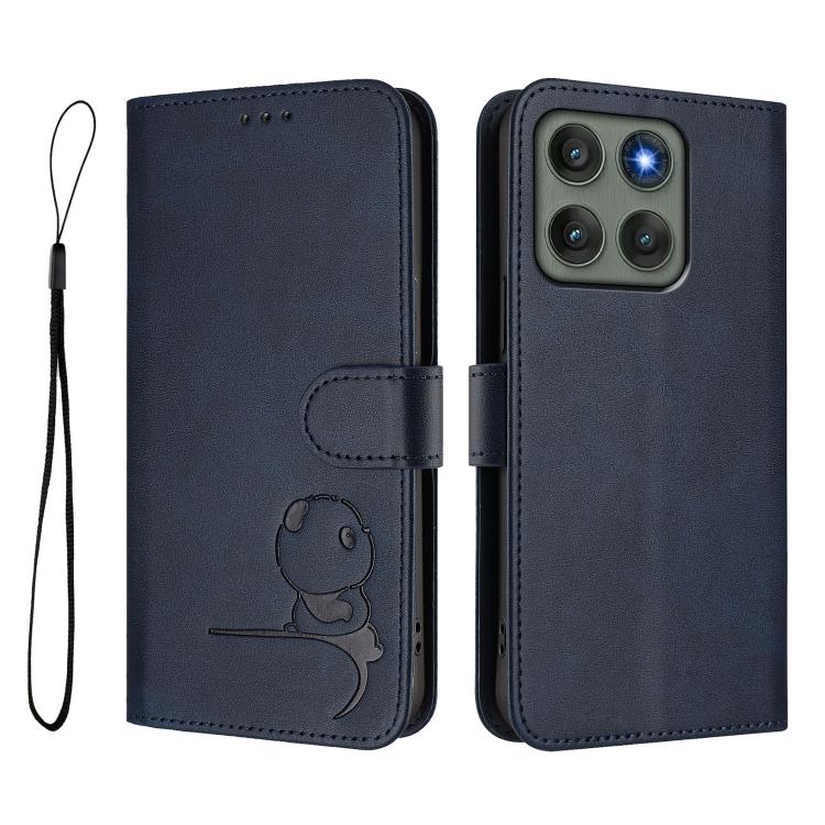 For Motorola Edge 60 Pro Litter Panda Embossing RFID Leather Phone Case with Lanyard