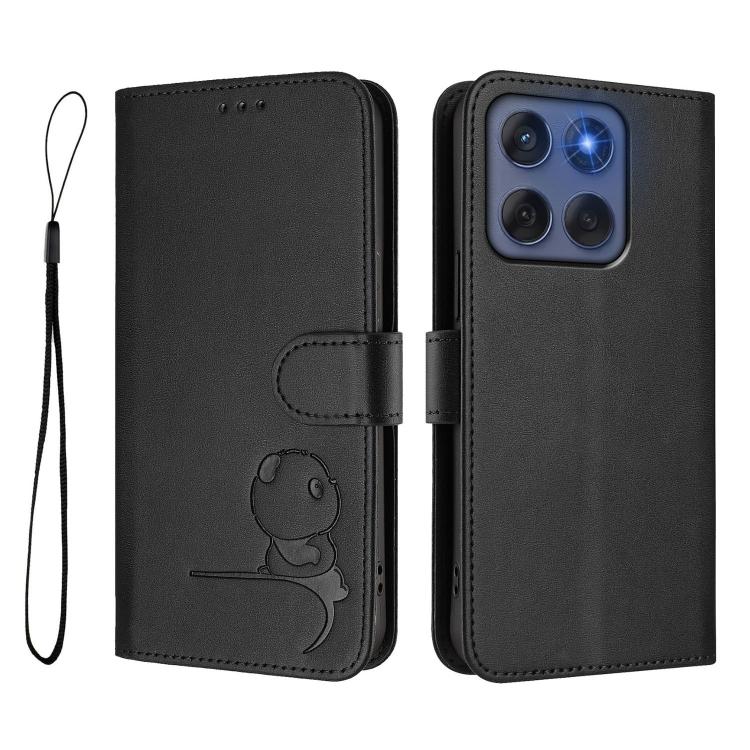 For Motorola Edge 60 Fusion / Edge 5G 2025 Litter Panda Embossing RFID Leather Phone Case with Lanyard