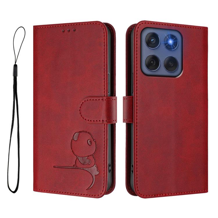 For Motorola Edge 60 Fusion / Edge 5G 2025 Litter Panda Embossing RFID Leather Phone Case with Lanyard