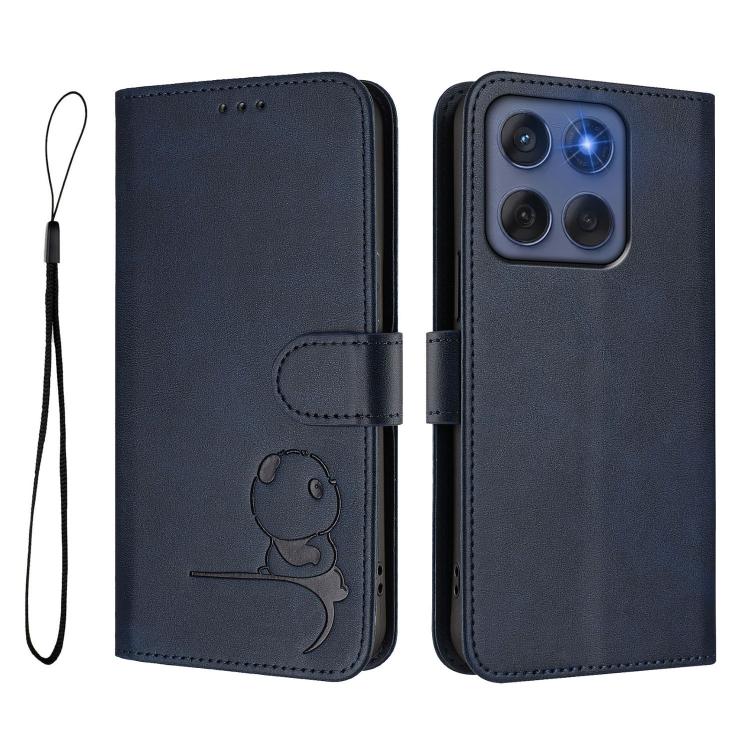 For Motorola Edge 60 Fusion / Edge 5G 2025 Litter Panda Embossing RFID Leather Phone Case with Lanyard