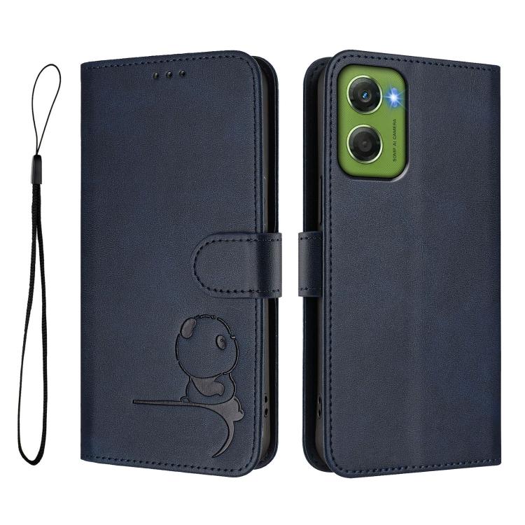 For Motorola Moto G06 4G Litter Panda Embossing RFID Leather Phone Case with Lanyard