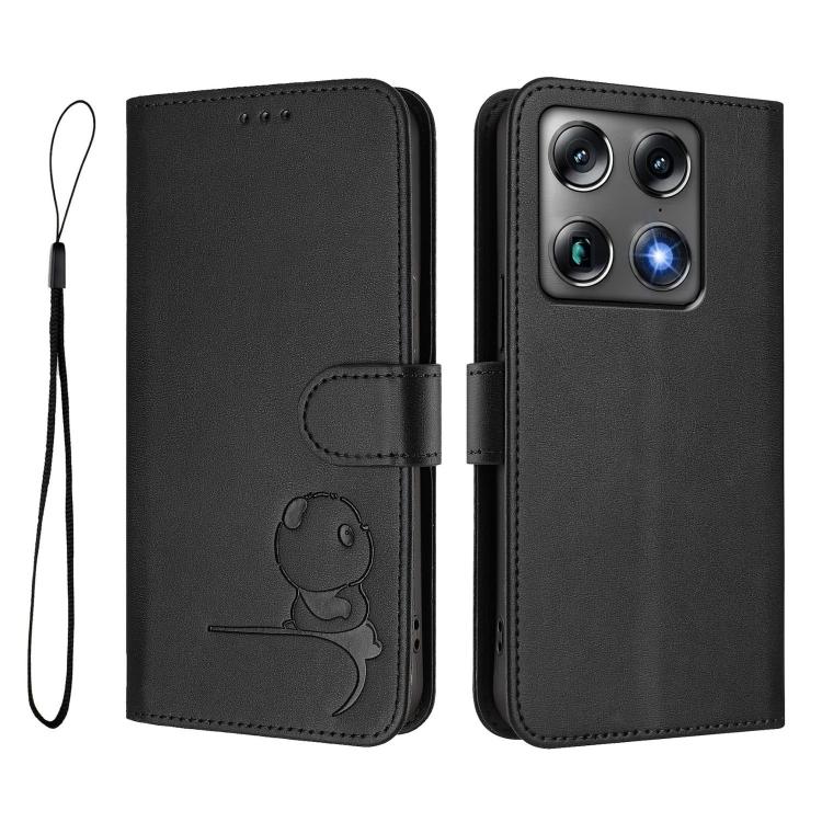 For Motorola Signature 5G Litter Panda Embossing RFID Leather Phone Case with Lanyard