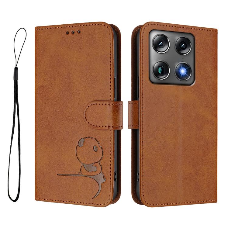 For Motorola Signature 5G Litter Panda Embossing RFID Leather Phone Case with Lanyard
