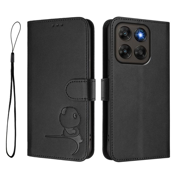 For Motorola Moto G87 / G67 / G77 5G Litter Panda Embossing RFID Leather Phone Case with Lanyard