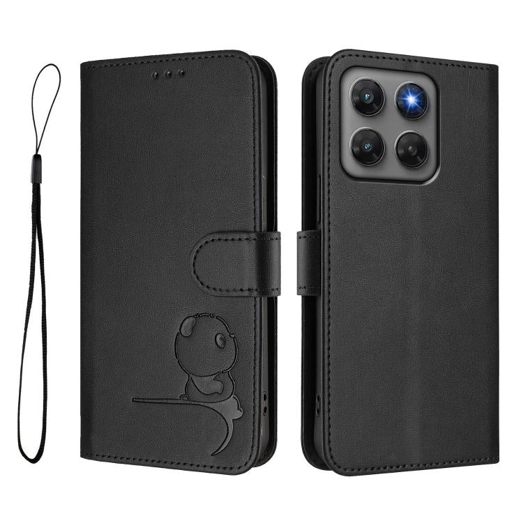 For Motorola Moto G37 / G37 Power / G47 5G Litter Panda Embossing RFID Leather Phone Case with Lanyard