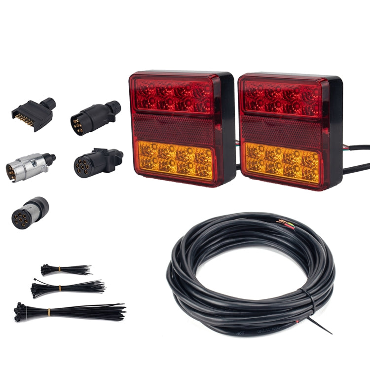 2 PCS Trailer / Truck D-type Square Shape 22LEDs Tail Light with License Plate Light Set