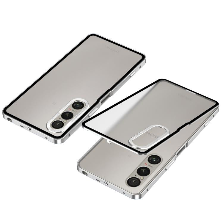 For Sony Xperia 1 VI Snap Buckle Metal Frame Frosted Phone Case