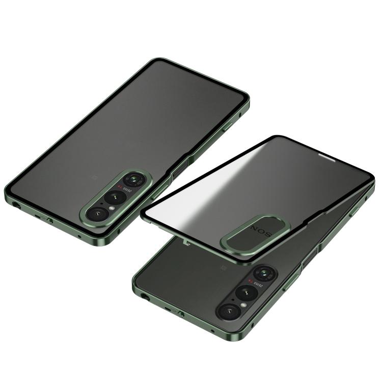 For Sony Xperia 1 VI Snap Buckle Metal Frame Frosted Phone Case