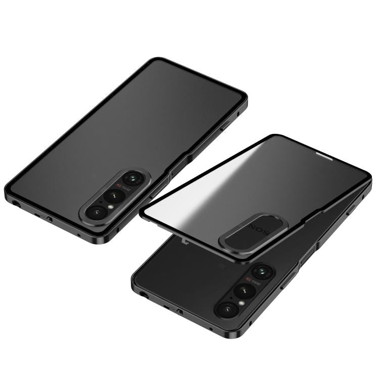 For Sony Xperia 1 VI Snap Buckle Metal Frame Frosted Phone Case