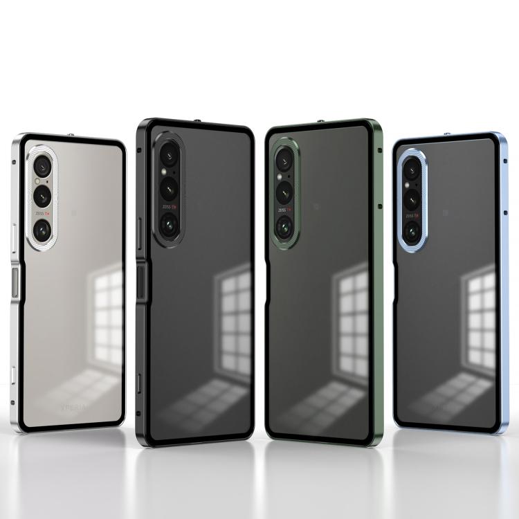 For Sony Xperia 1 VI Snap Buckle Metal Frame Frosted Phone Case