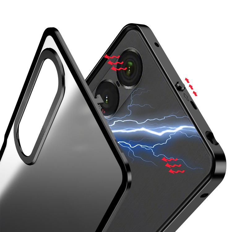 For Sony Xperia 1 VI Snap Buckle Metal Frame Frosted Phone Case