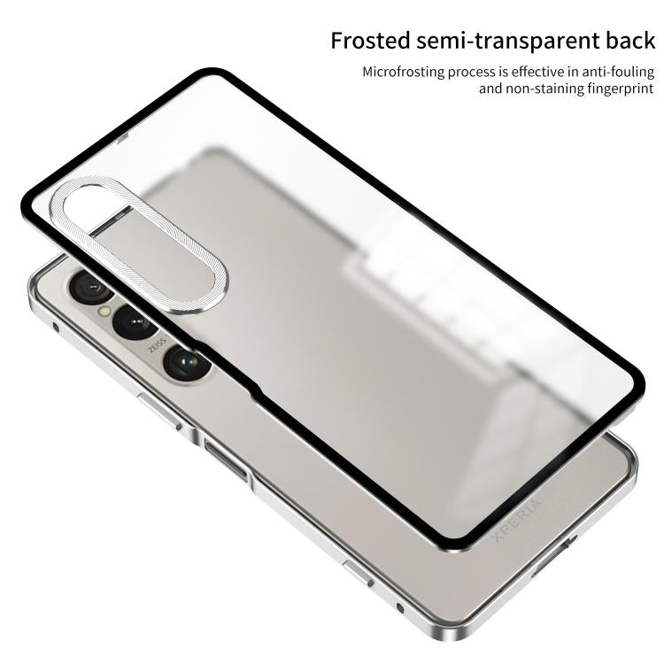 For Sony Xperia 1 VI Snap Buckle Metal Frame Frosted Phone Case
