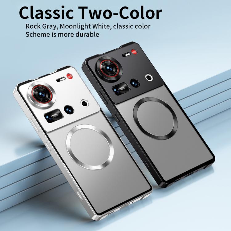 For ZTE nubia Z70 Ultra Irregular Alloy Frame Fosted Translucent MagSafe Phone Case